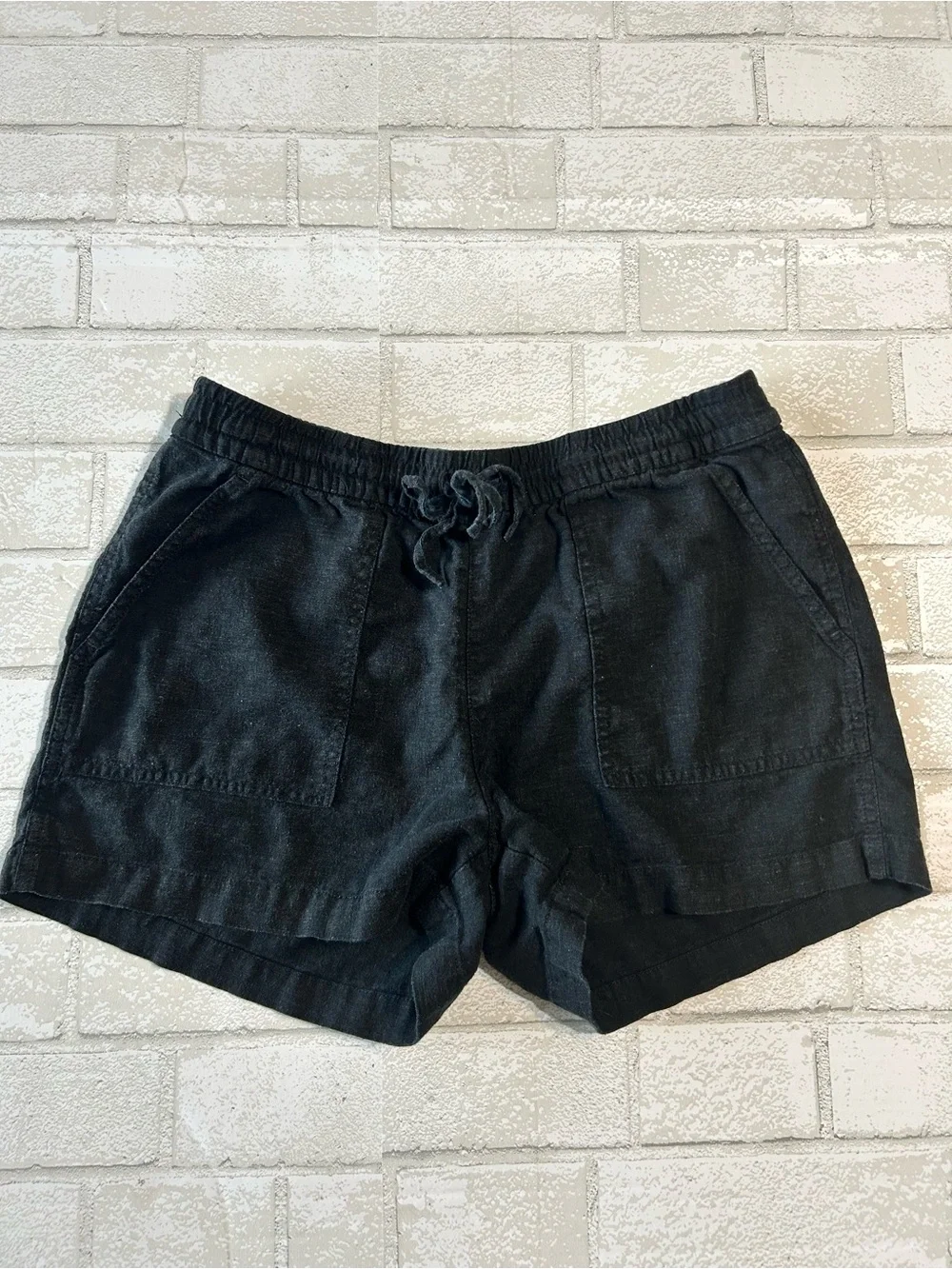 J. Crew Black Linen Blend Elastic Waist Shorts Vacation Resort size XS